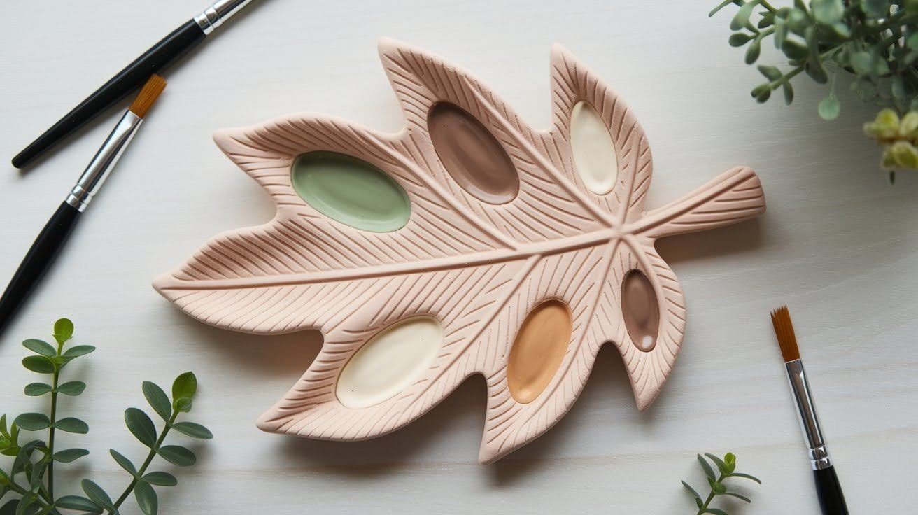 Leaf-Shaped Palette with Natural Veining